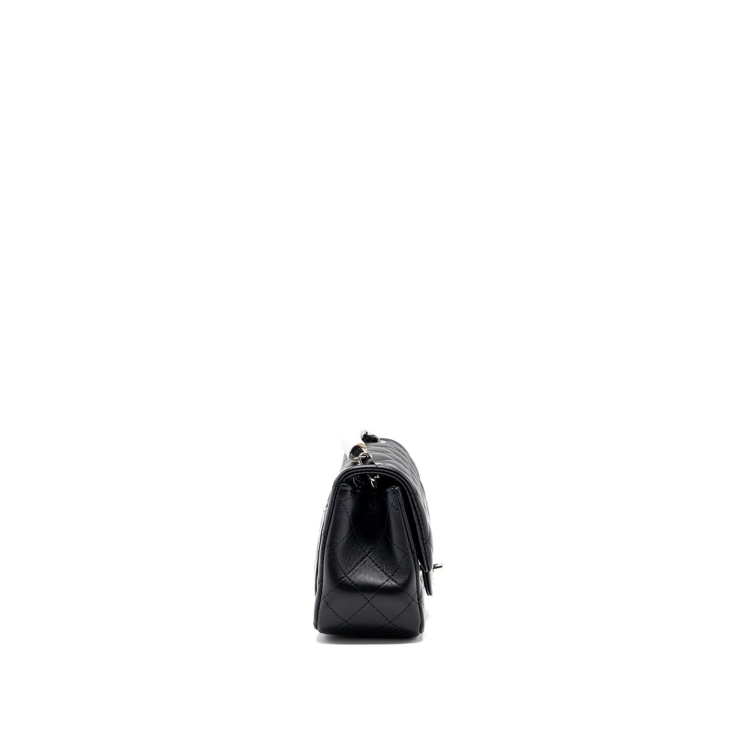 Chanel mini square flap bag lambskin black SHW (microchip)