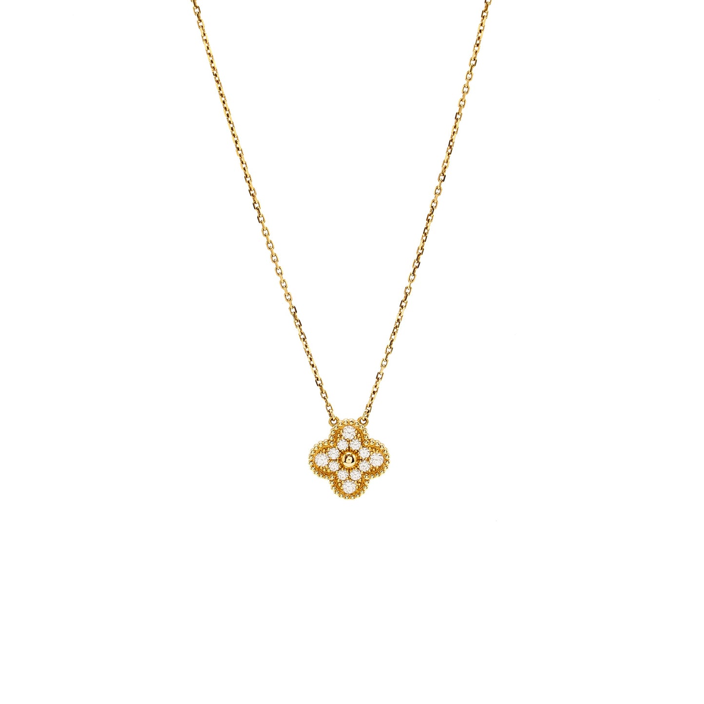 Van cleef and Arpels Vintagel Alhambra pendant 18k yellow gold diamonds