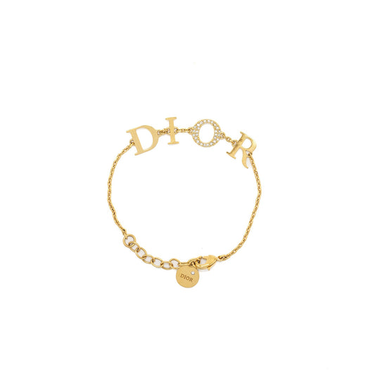 Luxury Dior Letter Bracelet Crystal Gold Tone