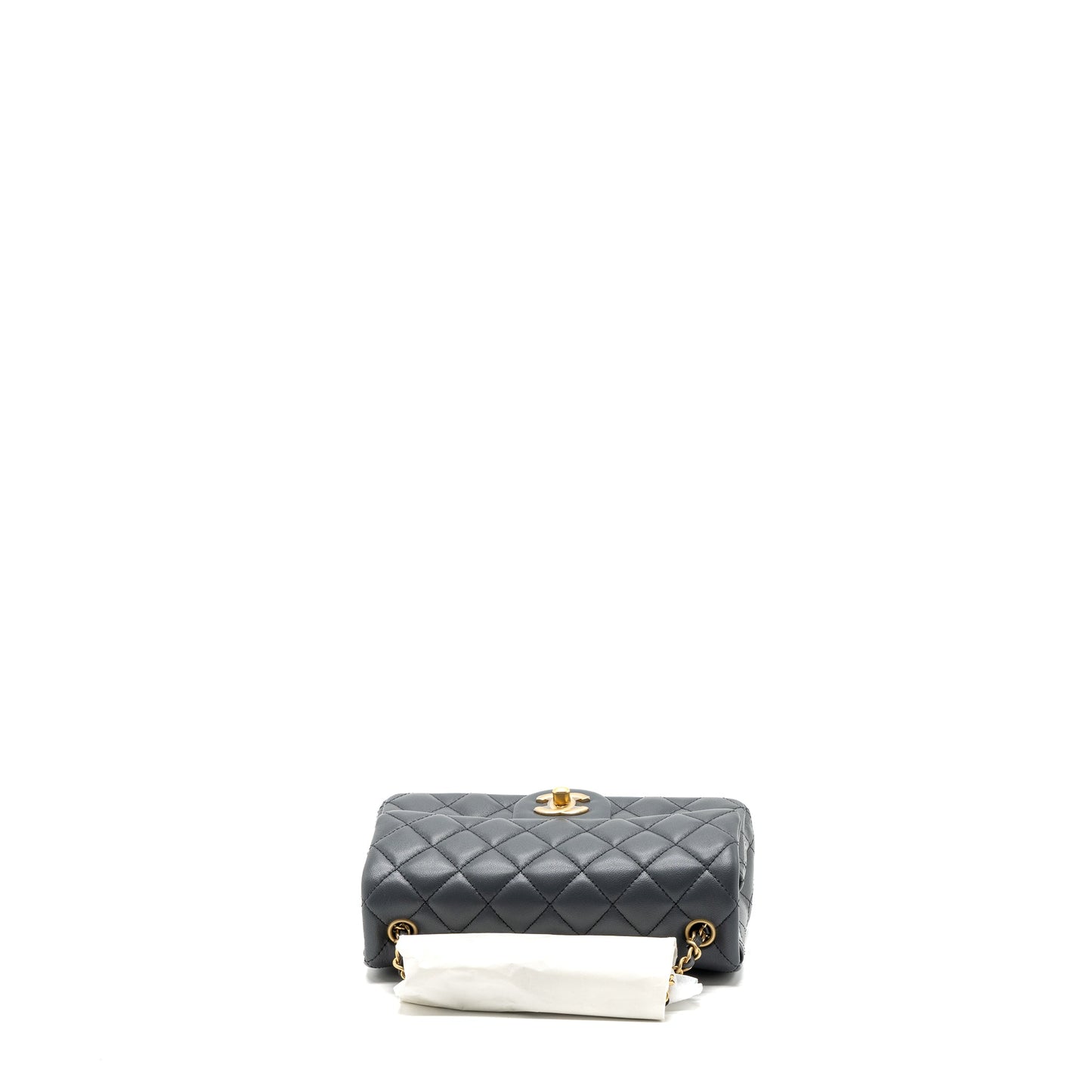 Chanel 23K pearl crush mini rectangular flap bag lambskin dark grey GHW