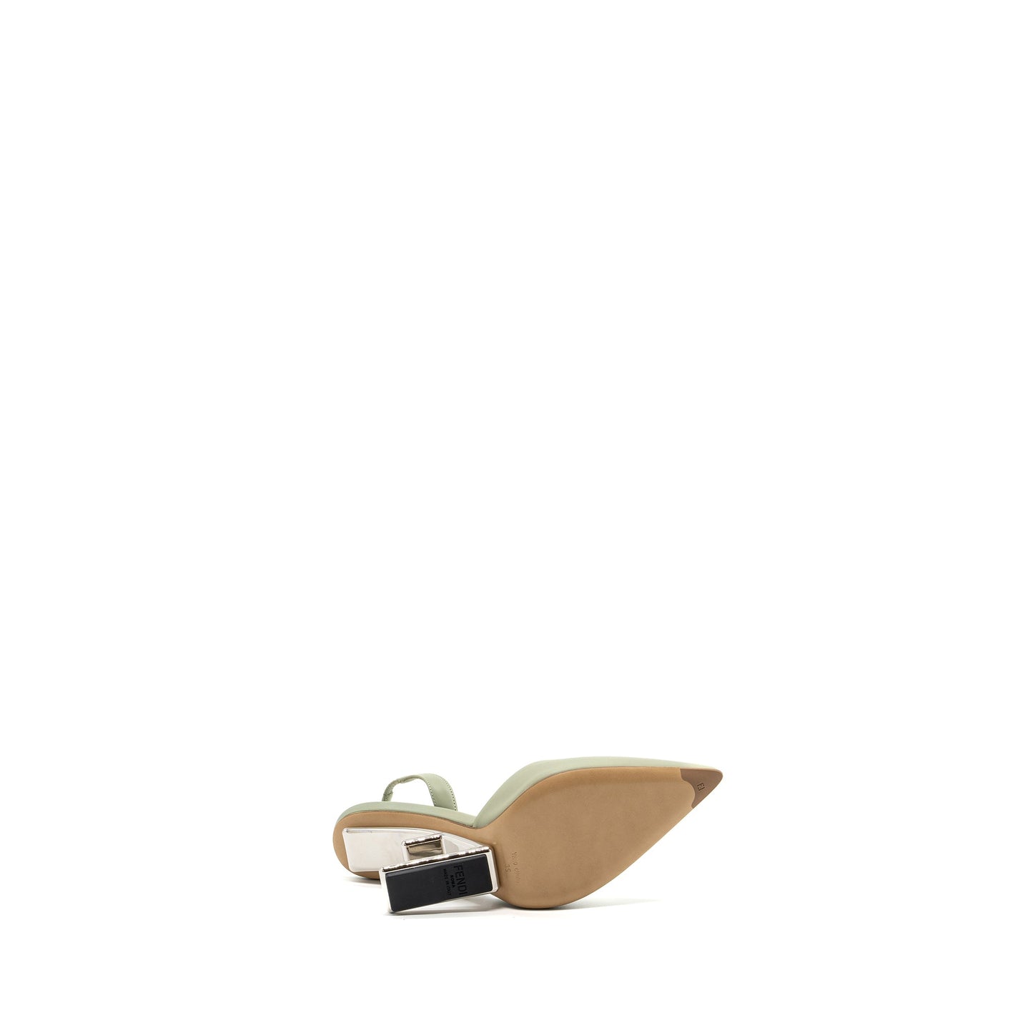 Fendi size 35 fendi first high-heeled slingbacks leather green SHW
