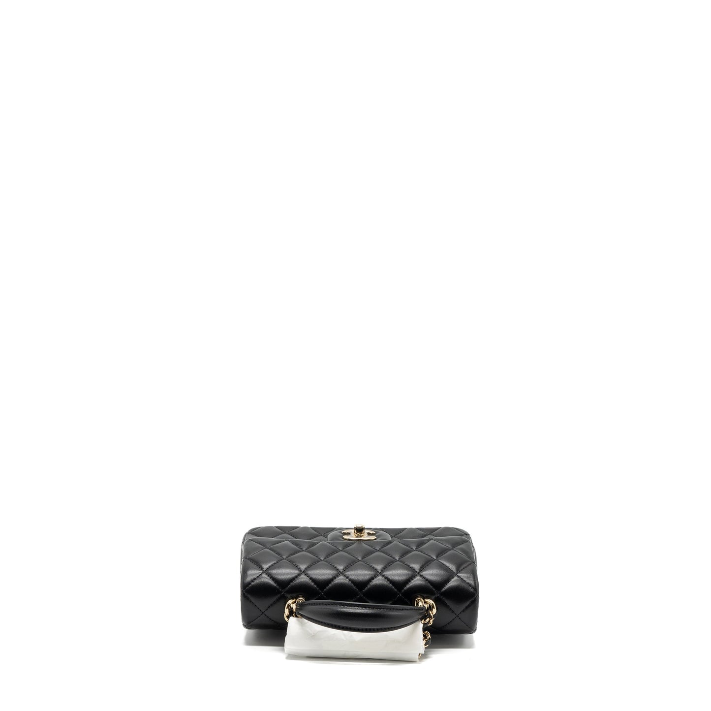 Chanel top handle mini rectangular flap bag lambskin black LGHW (microchip)