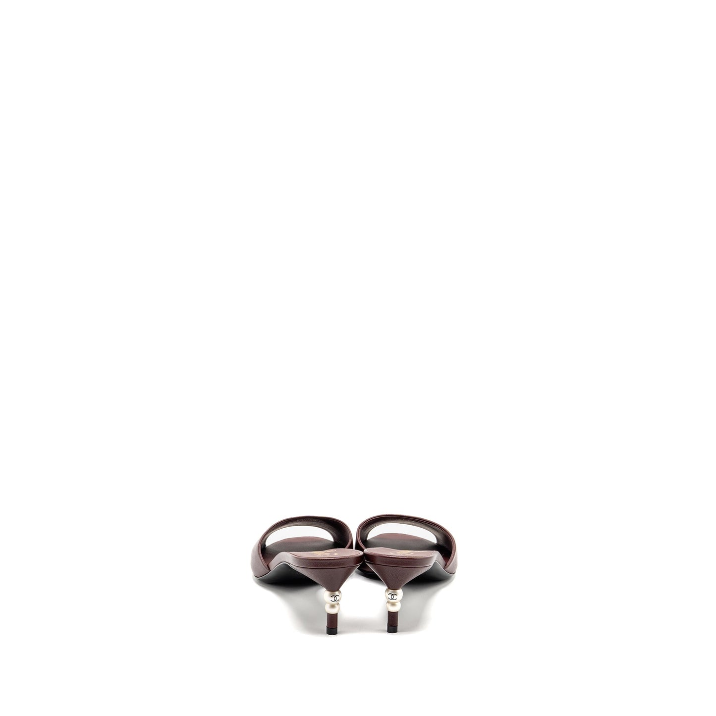Chanel Size 39 Mule/Sandals with Pearl heels Lambskin Burgundy