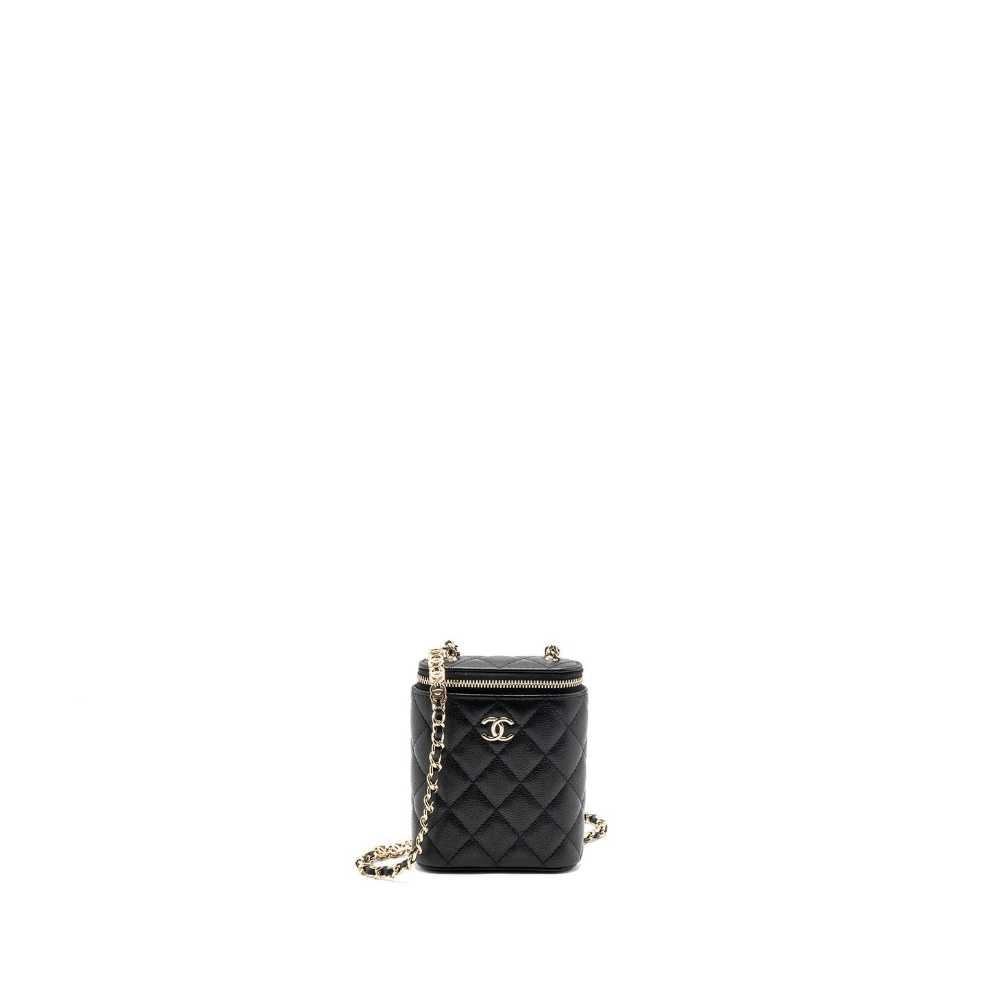 Chanel Vanity Case with Detail CC logo on Chain Caviar Black LGHW