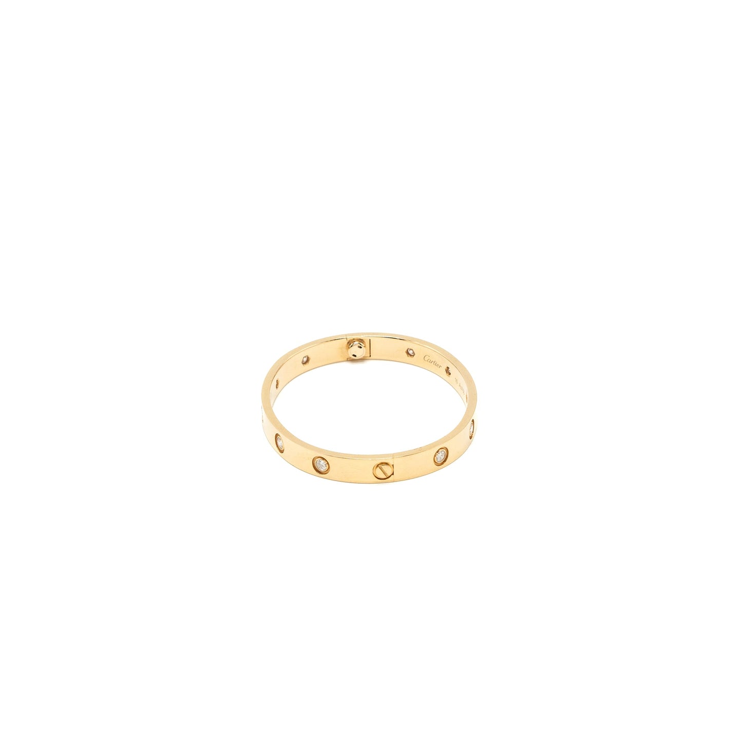 Cartier Size 16 Love Bracelet Rose Gold 10 Diamonds