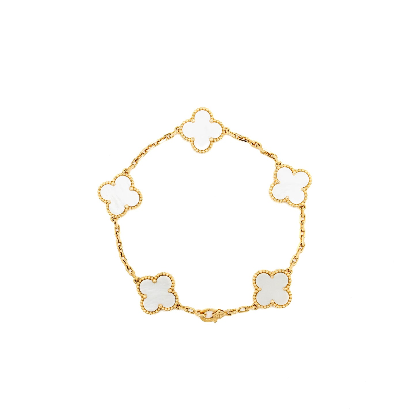 Van Cleef & Arpels Vintage alhambra Bracelet, 5 Motifs, Yellow Gold/Mother-of-Pearl