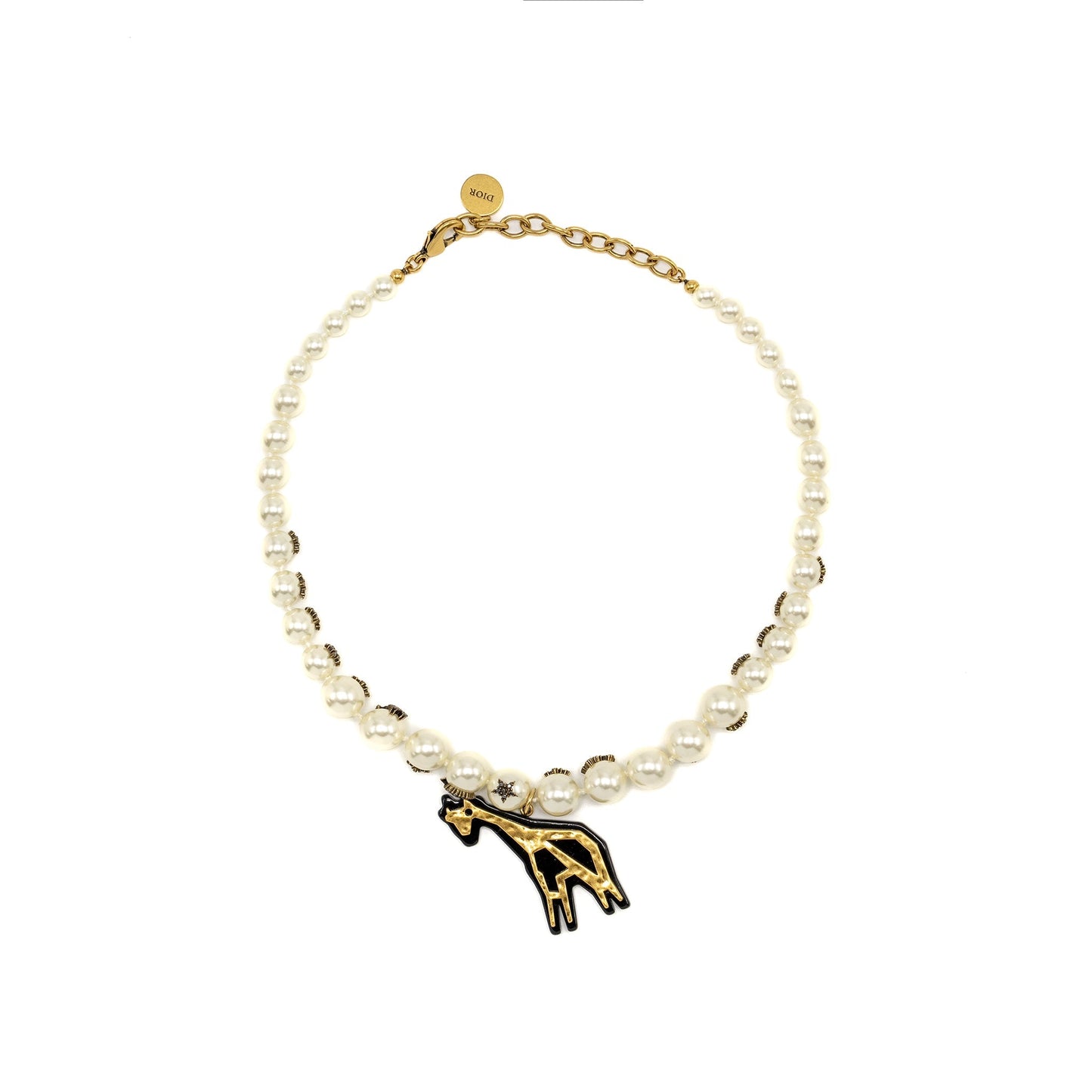 Luxury Dior Giraffe Pearl Chocker Gold Tone