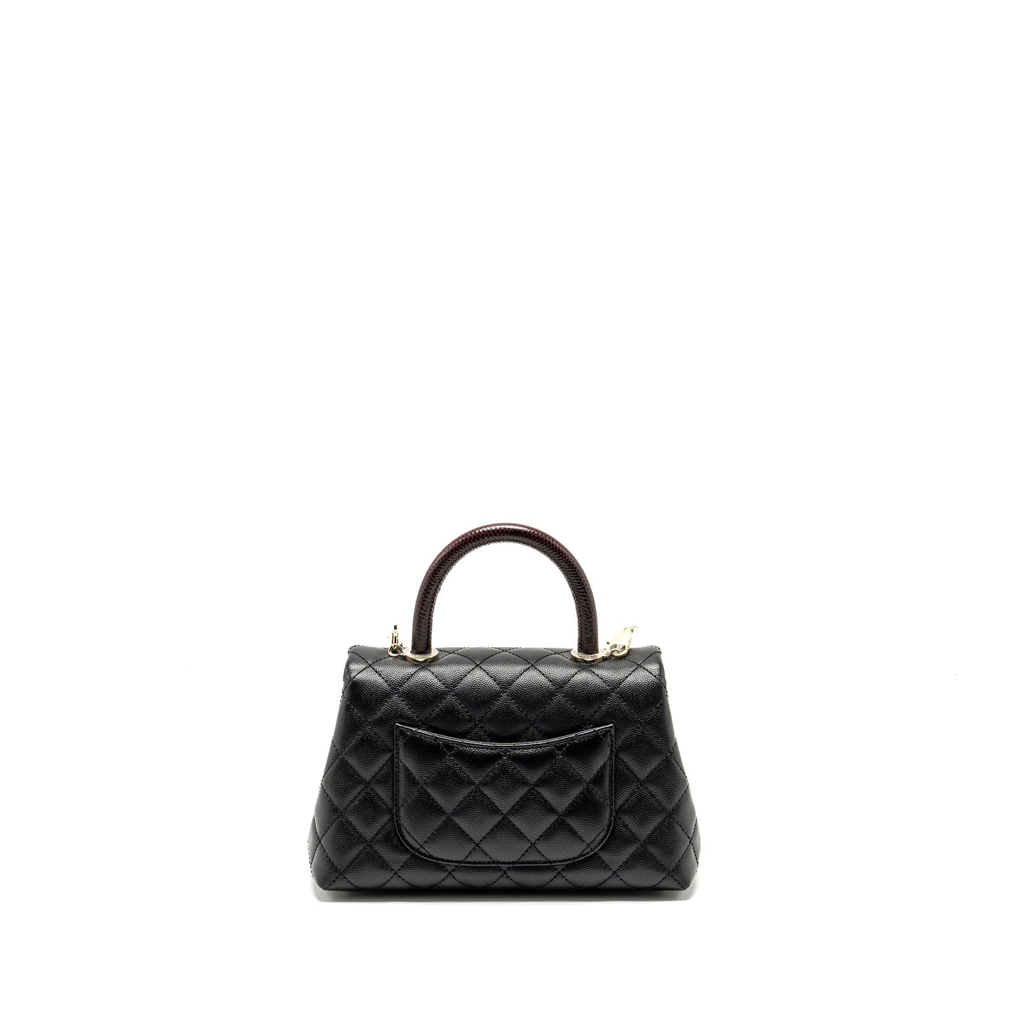 Chanel Small Coco Handle with Lizard Embossed Handle Caviar Black LGHW