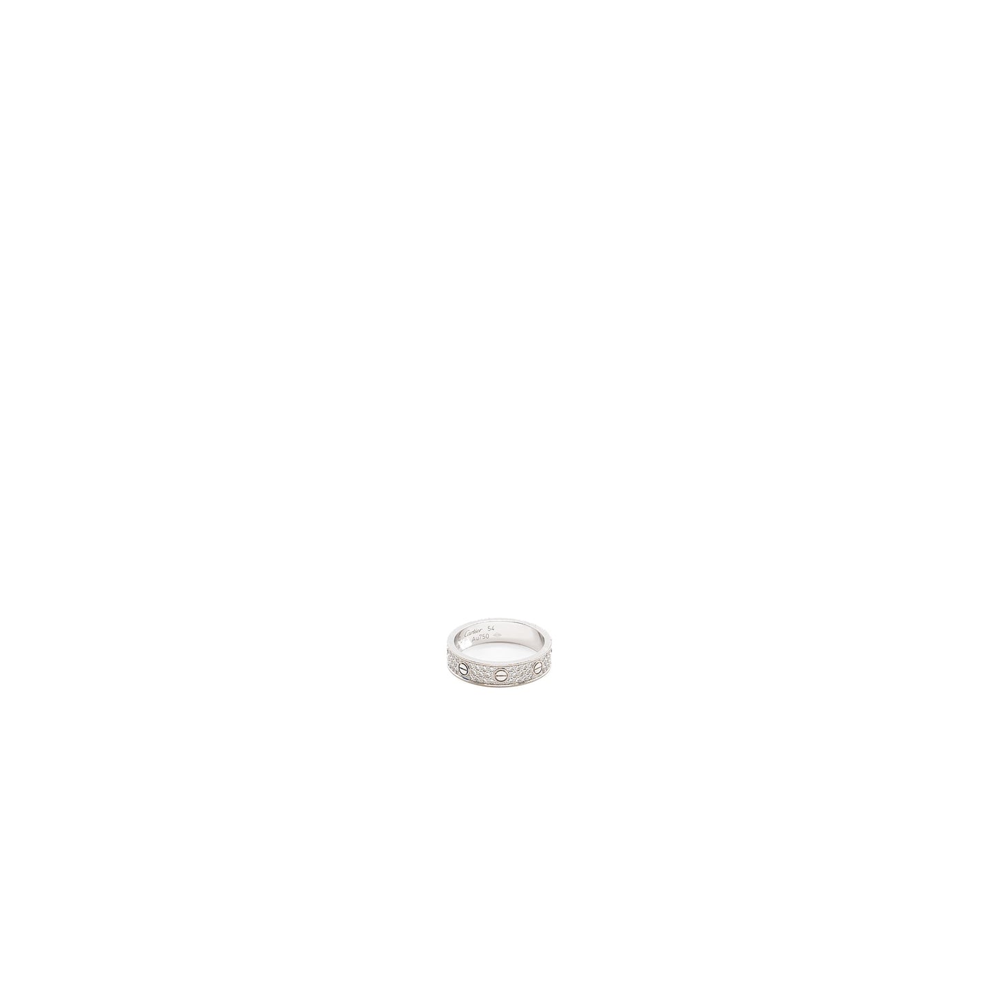 Cartier Size 54 Love Wedding Band White Gold Diamond-Paved