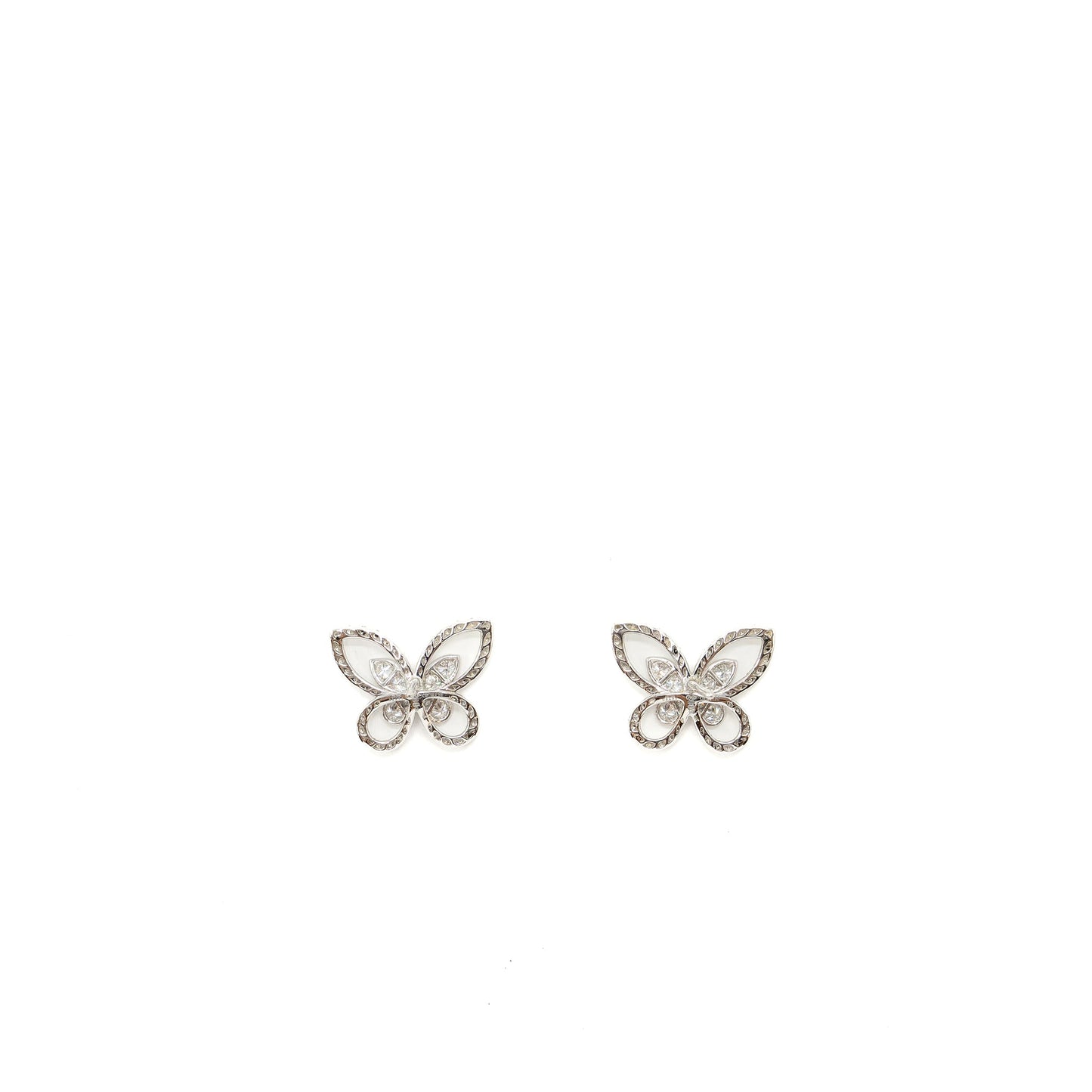 Graff Butterfly Silhouette Diamond Mini Stud Earrings White Gold