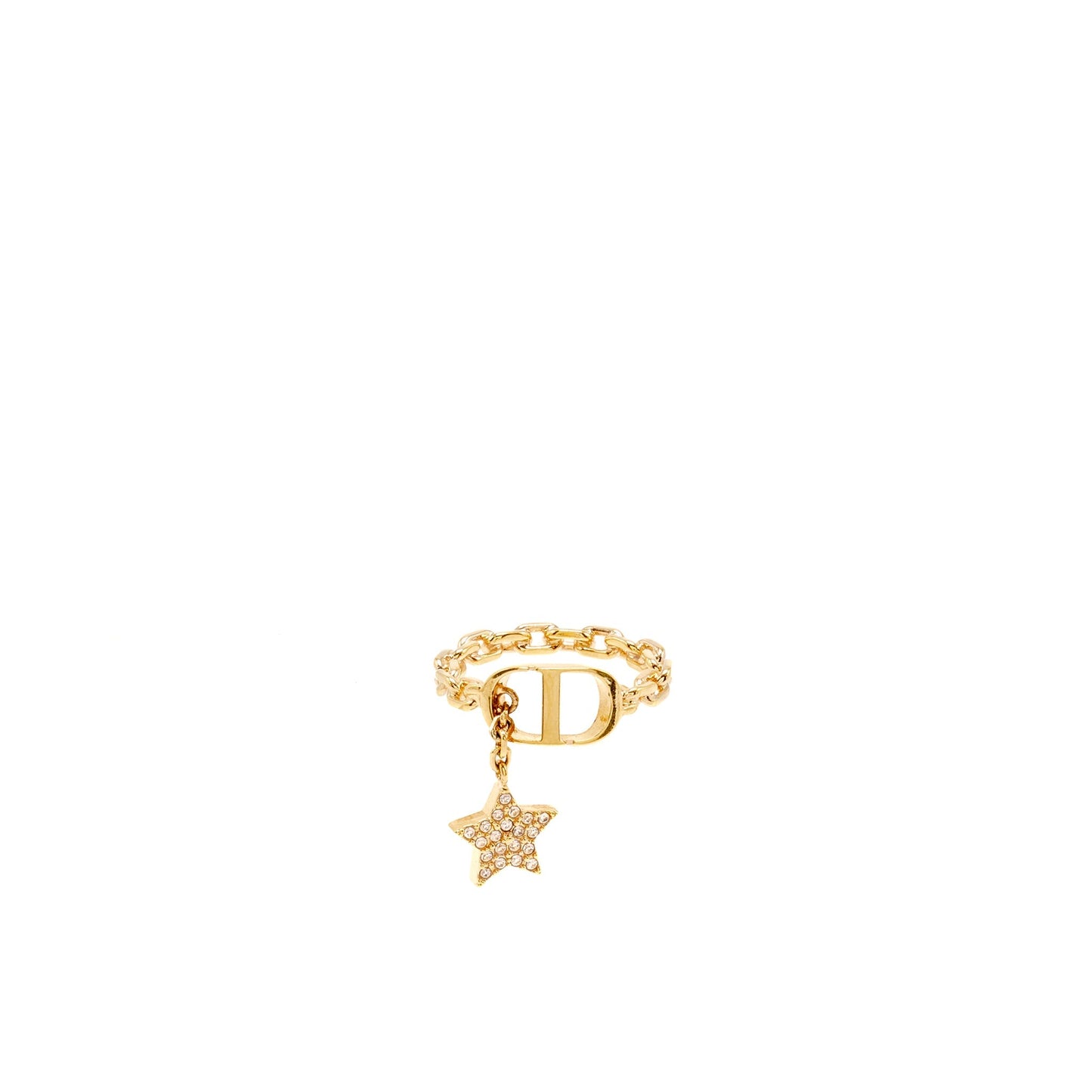 Luxury Dior Size M CD and Star Ring Crystal Gold Tone
