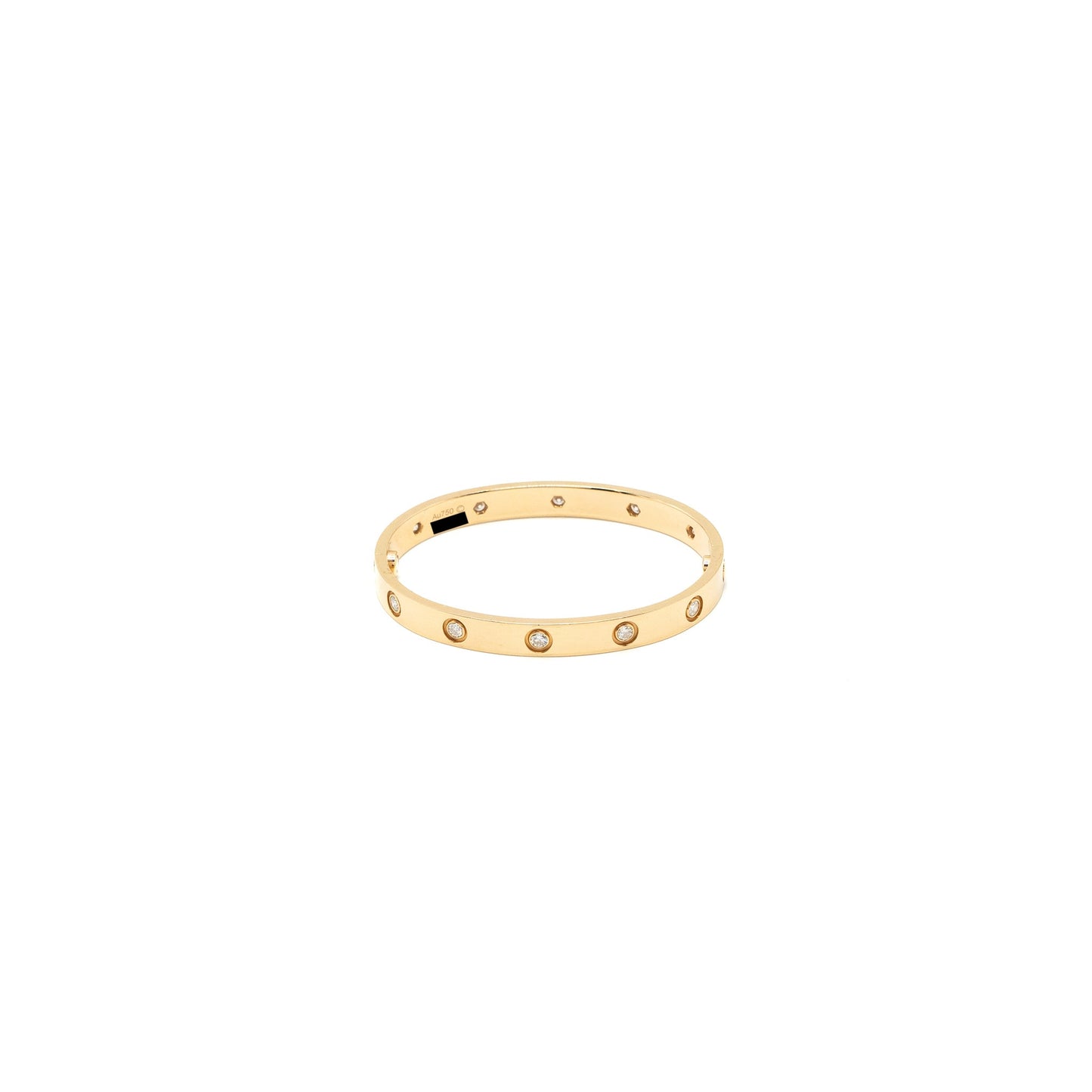 Cartier Size 16 Love Bracelet Rose Gold 10 Diamonds