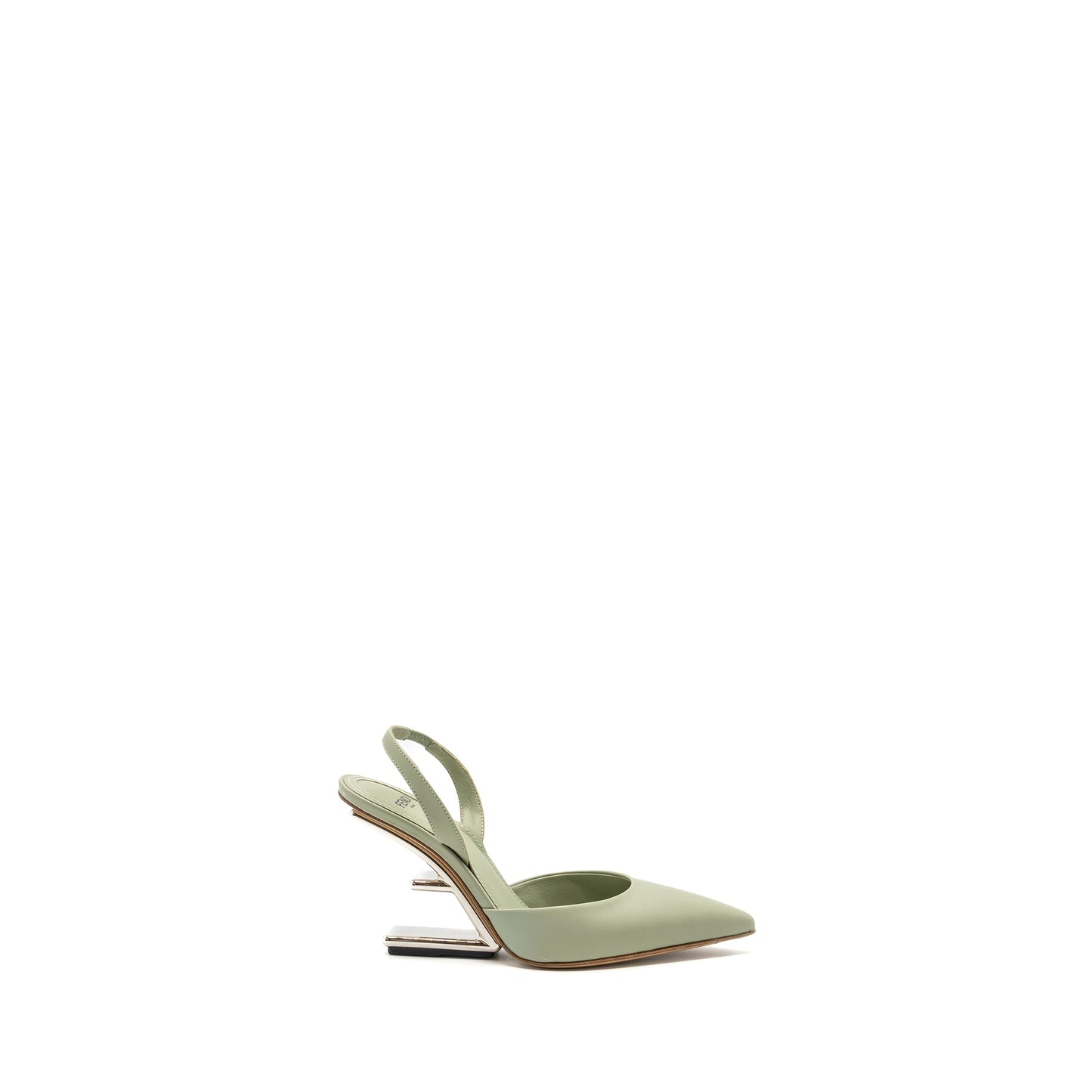 Fendi size 35 fendi first high-heeled slingbacks leather green SHW