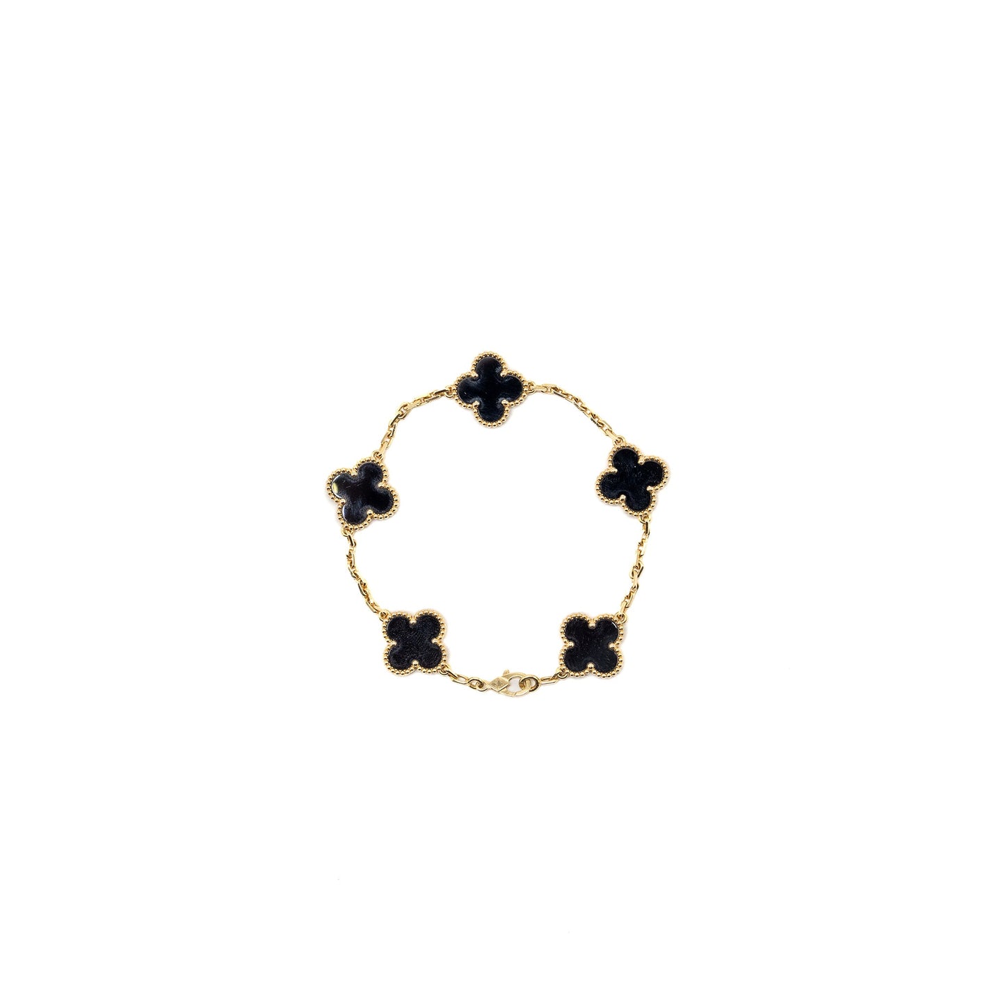 Van Cleef & Arpels Alhambra Bracelet 5 Motif Onyx Yellow Gold