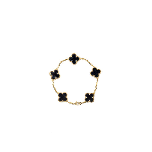 Van Cleef & Arpels Alhambra Bracelet 5 Motif Onyx Yellow Gold