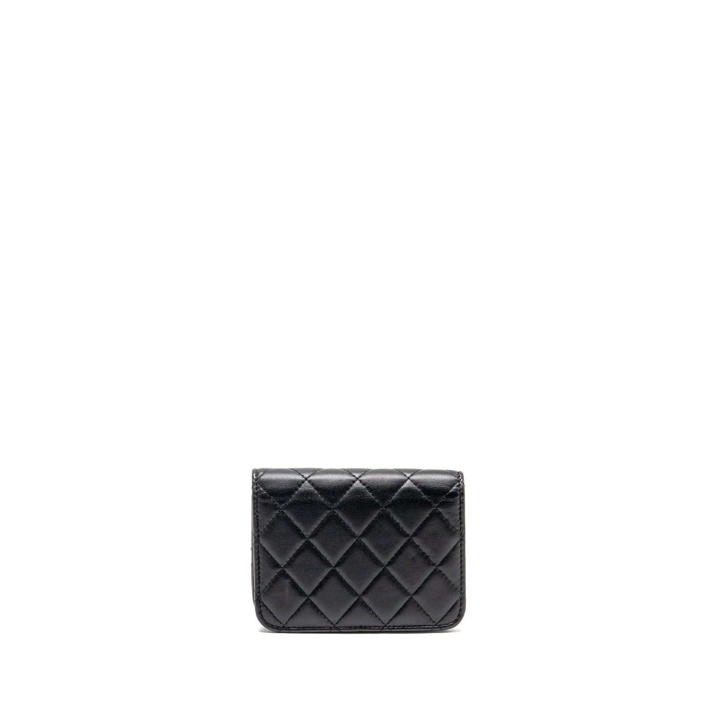 Chanel Zirconium Flap Clutch/Card Holder with Chain Lambskin Black GHW