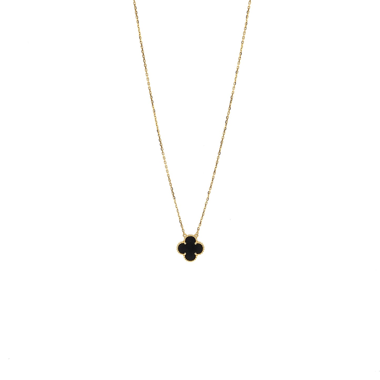 Van Cleef & Arpels Vintage Alhambra  Pendant Onyx Yellow Gold