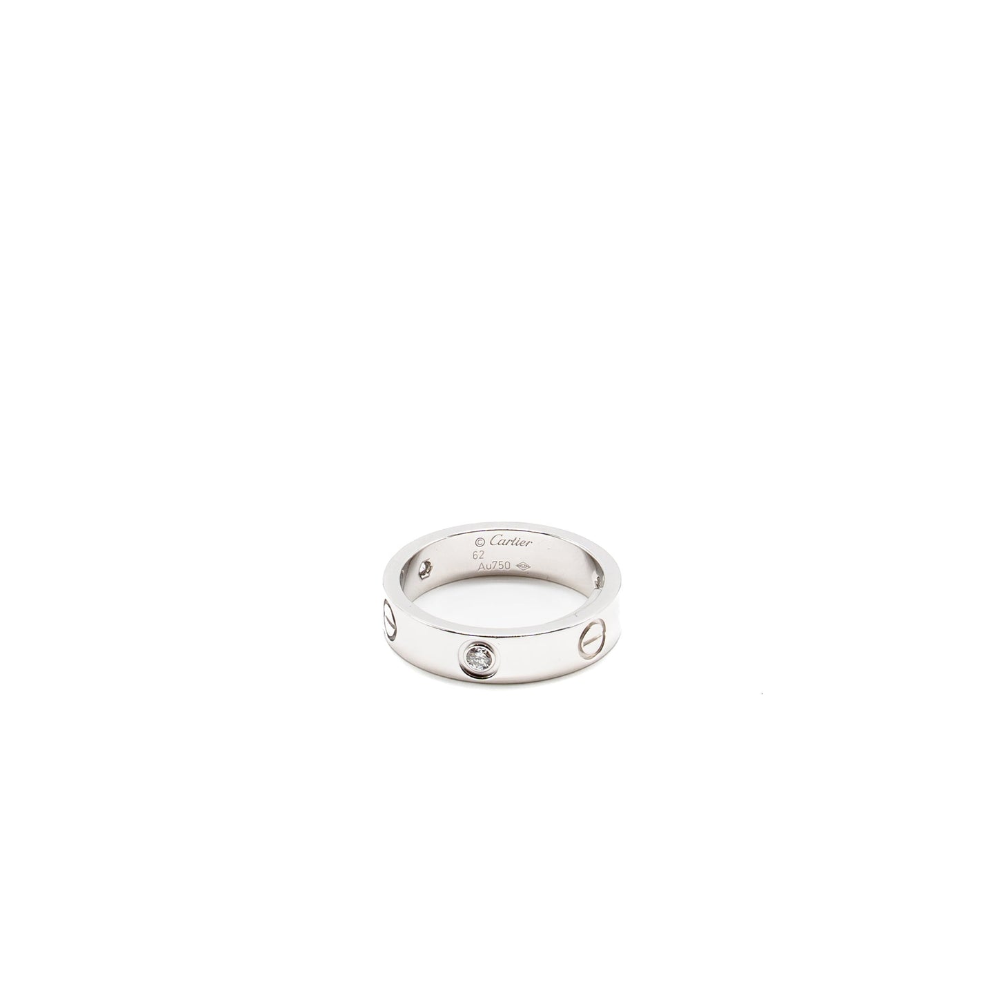 Cartier Size 59 Love Ring White Gold with 3 Diamonds