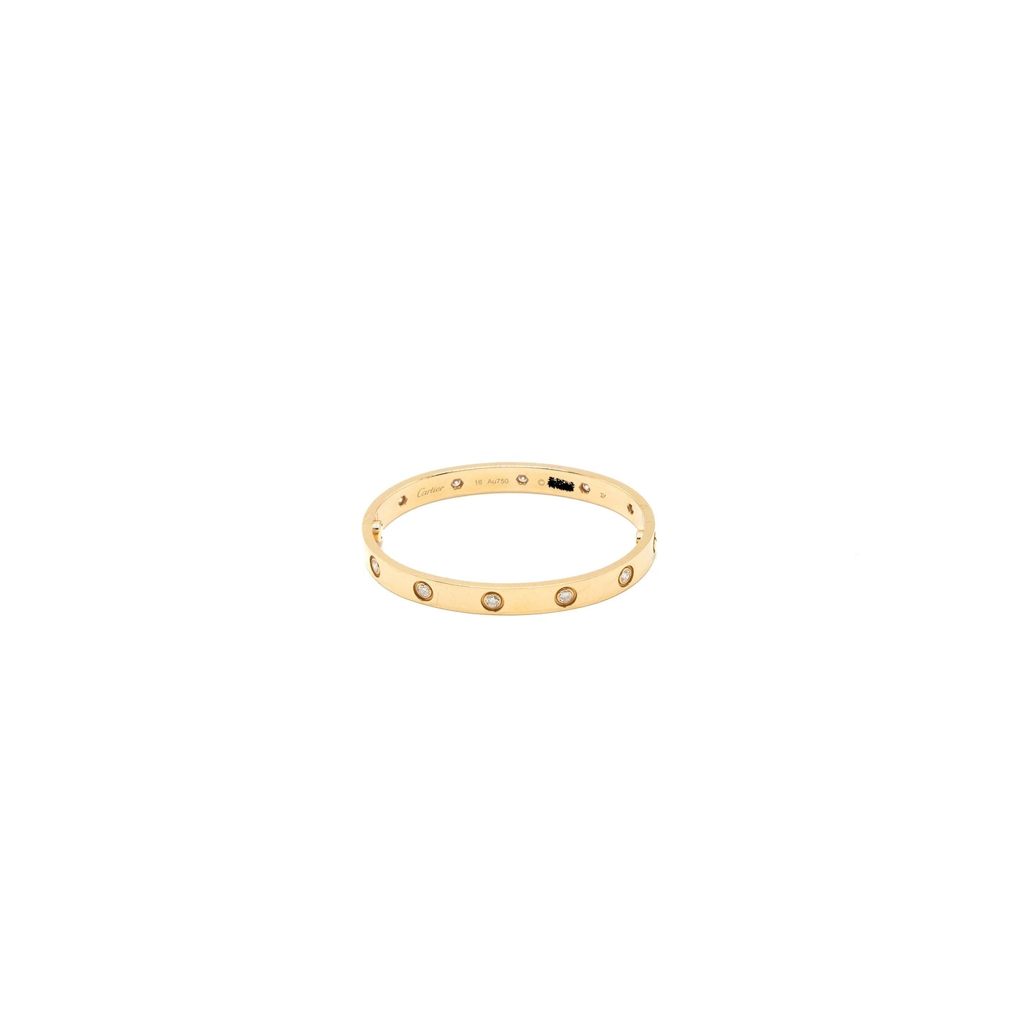 Cartier Size 16 Love Bracelet Rose Gold 10 Diamonds