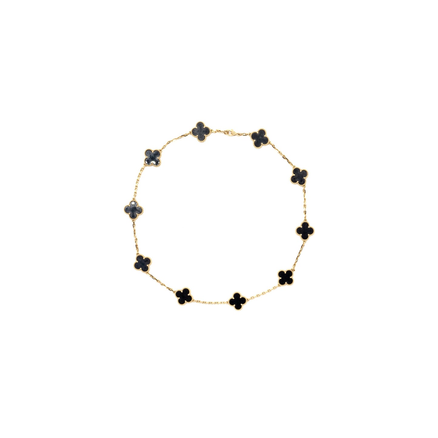 Van Cleef & Arpels Vintage Alhambra 10-Motif Pendant Onyx Yellow Gold