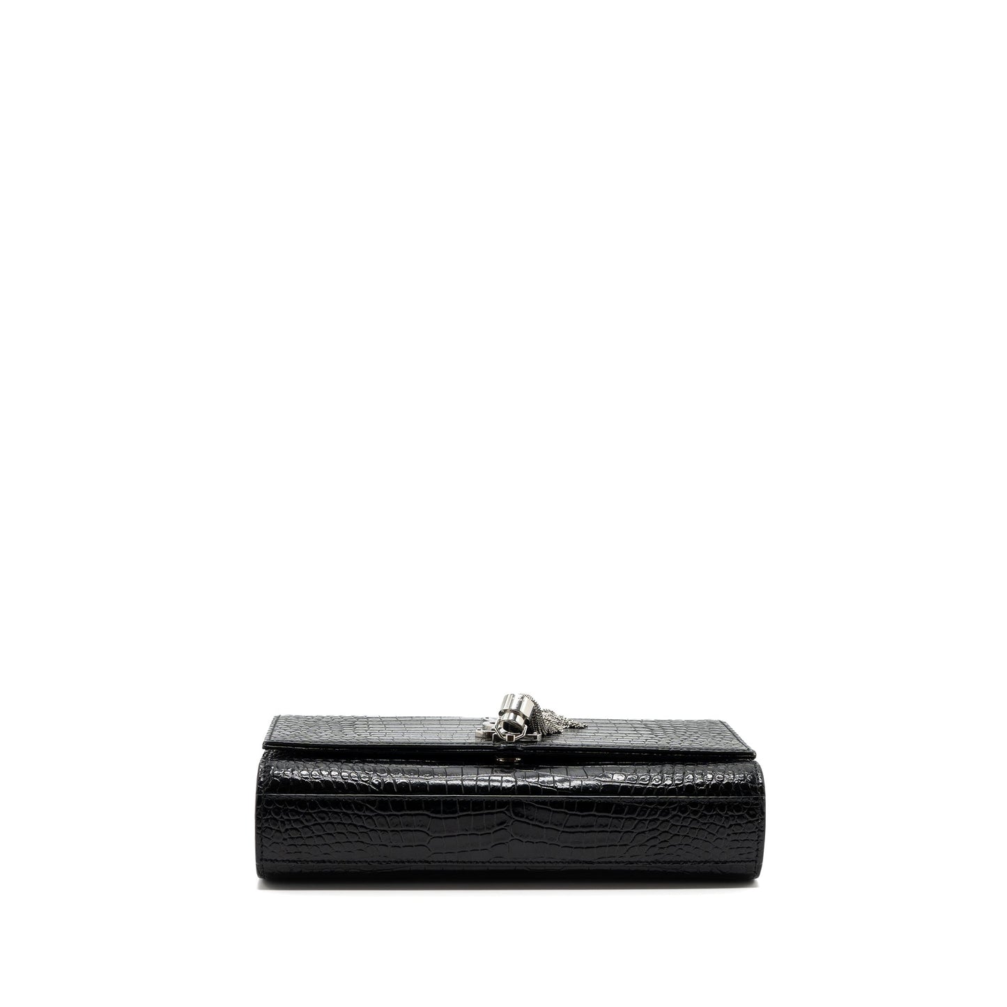 Saint Laurent/YSL Kate Tassel Croc-embossed calfskin Black SH