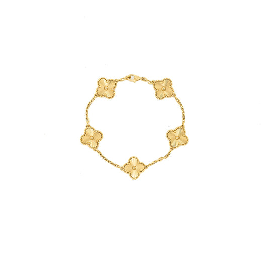 Van Cleef and Arpels Vintage Alhambra Bracelet 5 motifs 18k yellow gold