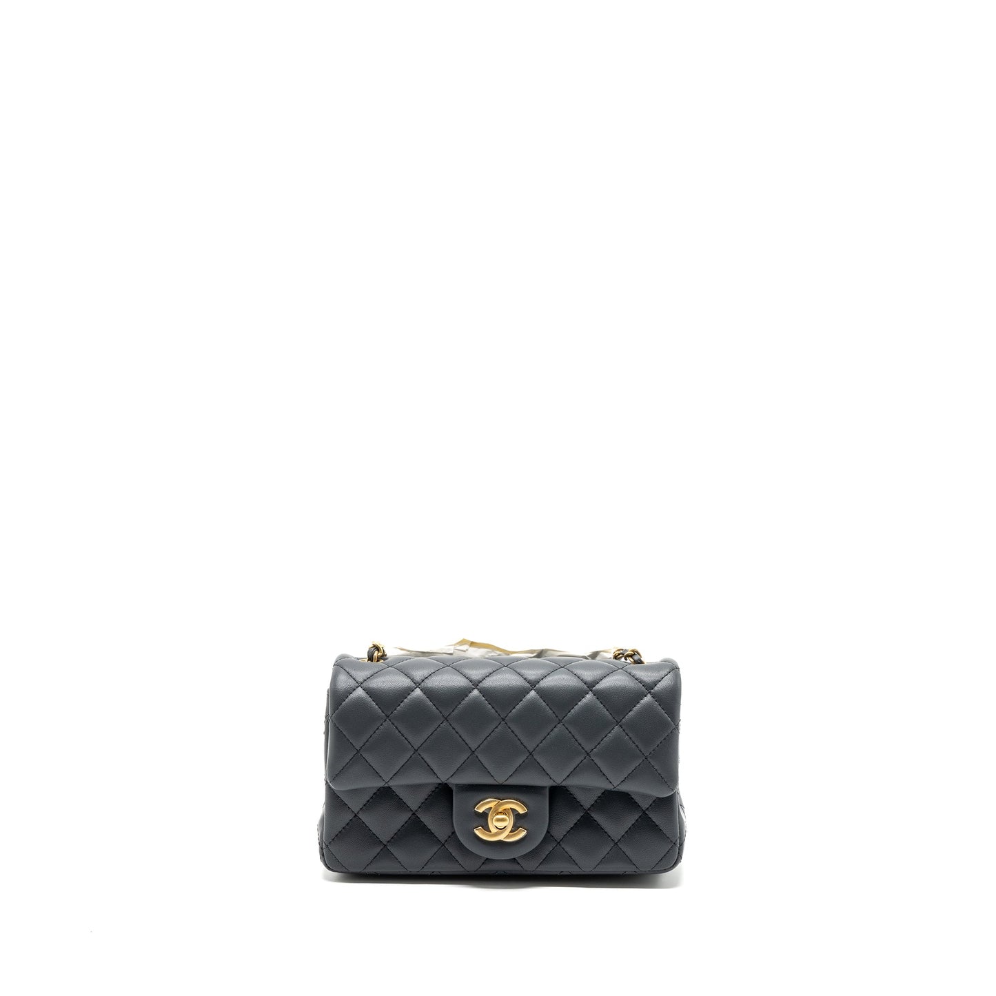 Chanel 23K pearl crush mini rectangular flap bag lambskin dark grey GHW