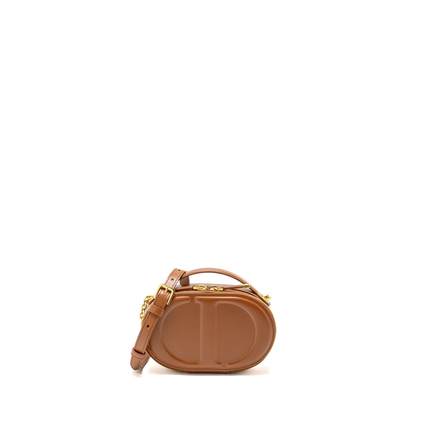Luxury Dior CD Signature Pouch with Chain Calfskin Golden Saddle GHW