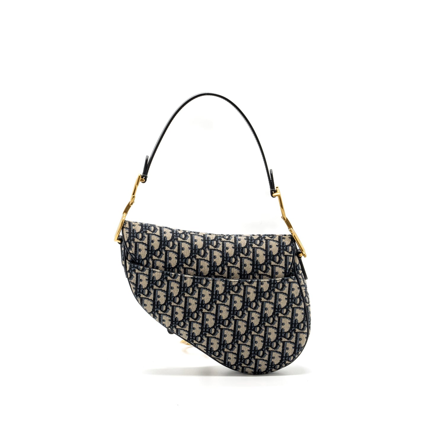 Luxury Dior Medium Saddle Bag Blue Oblique Jacquard Canvas GHW