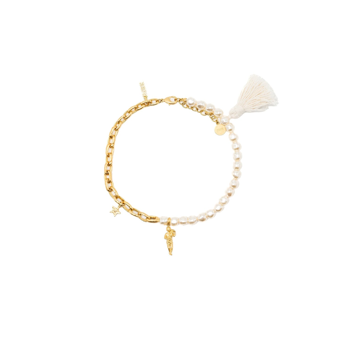 Luxury Dior Aqurius and Star Necklace Pearl/Gold Tone