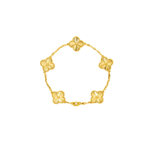 Van Cleef and Arpels vintage Alhambra Bracelet, 5 motif 18K yellow gold