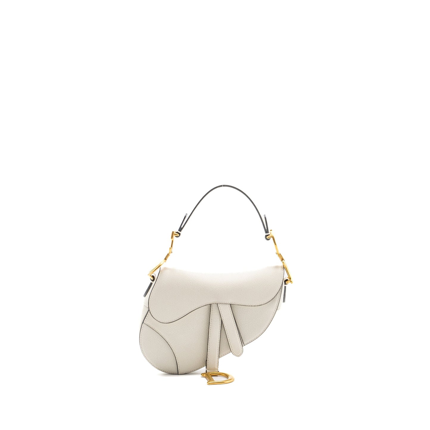 Luxury Dior mini saddle bag grained calfskin white GHW