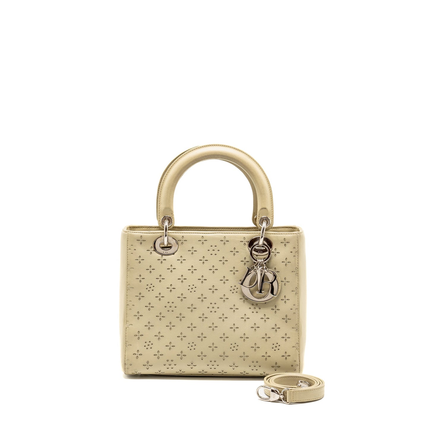 Luxury Dior Medium Lady Luxury Dior Leather Beige SHW