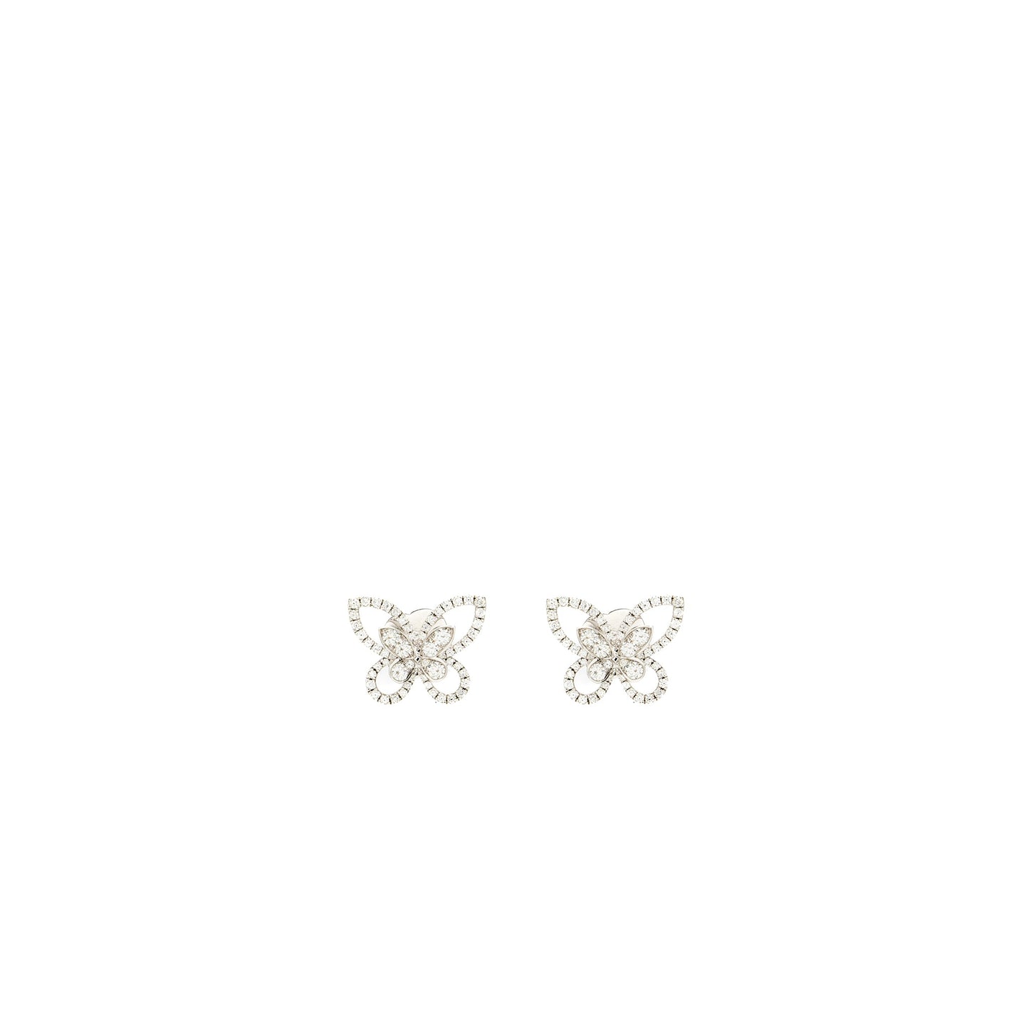 Graff Butterfly Silhouette Diamond Mini Stud Earrings White Gold