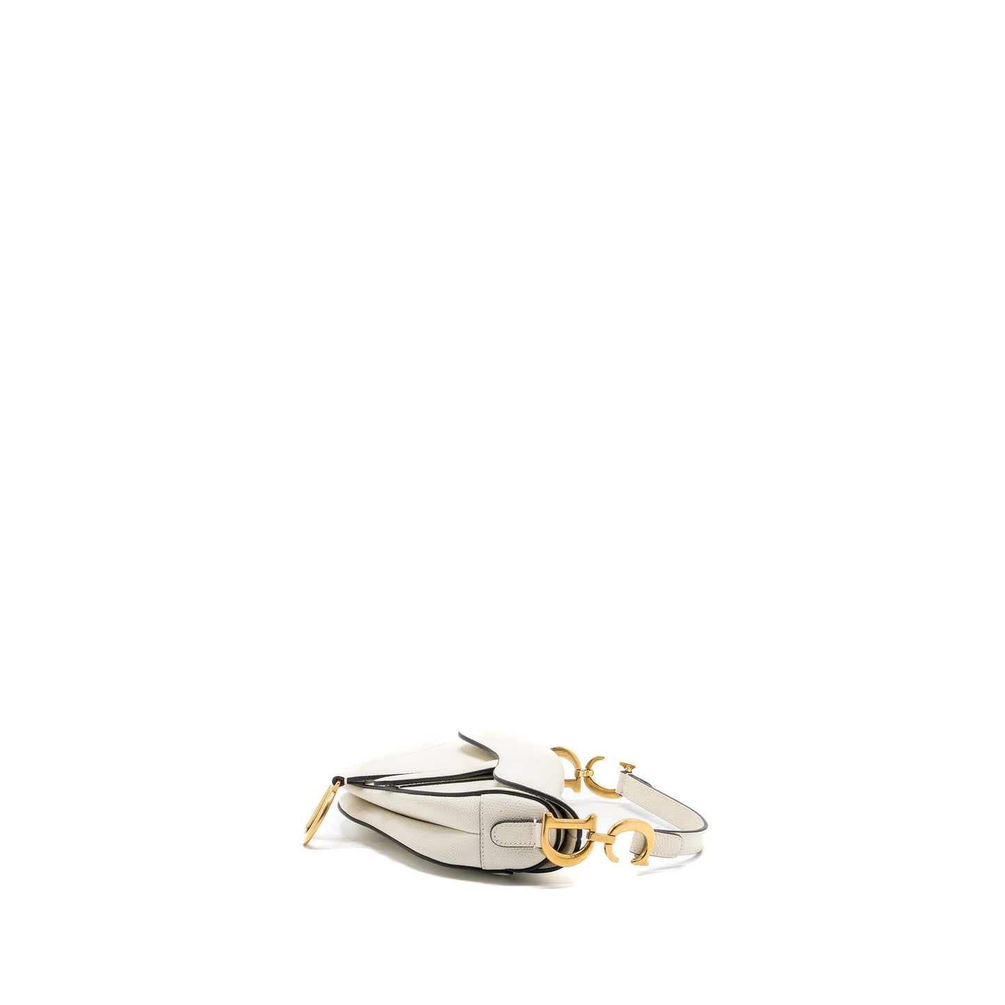 Luxury Dior mini saddle bag grained calfskin white GHW