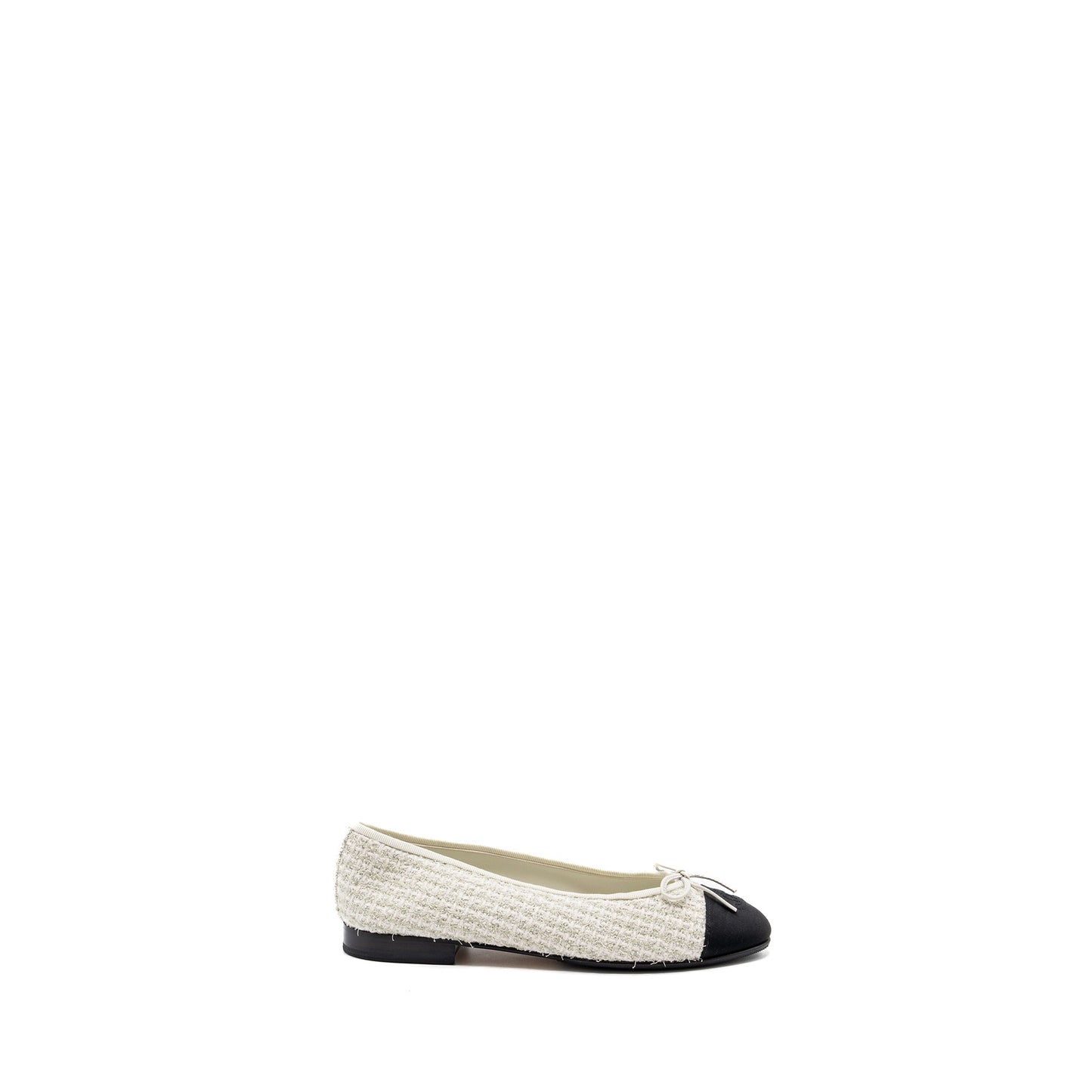 Chanel Size 37 Ballerinas Tweed/ Canvas Black/White/Multicolur