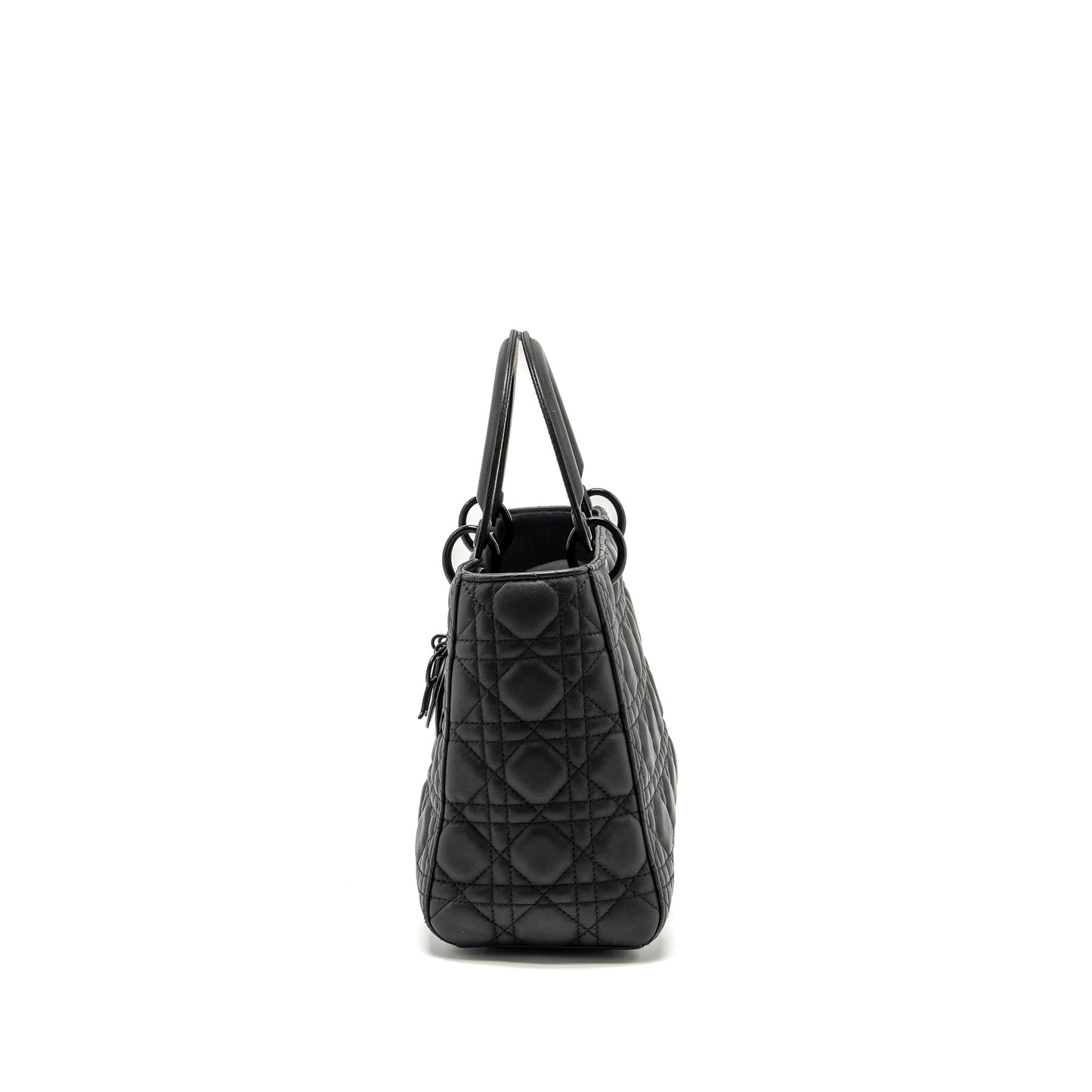 Luxury Dior Medium Lady Luxury Dior Ultramatte Cannage Calfskin So Black