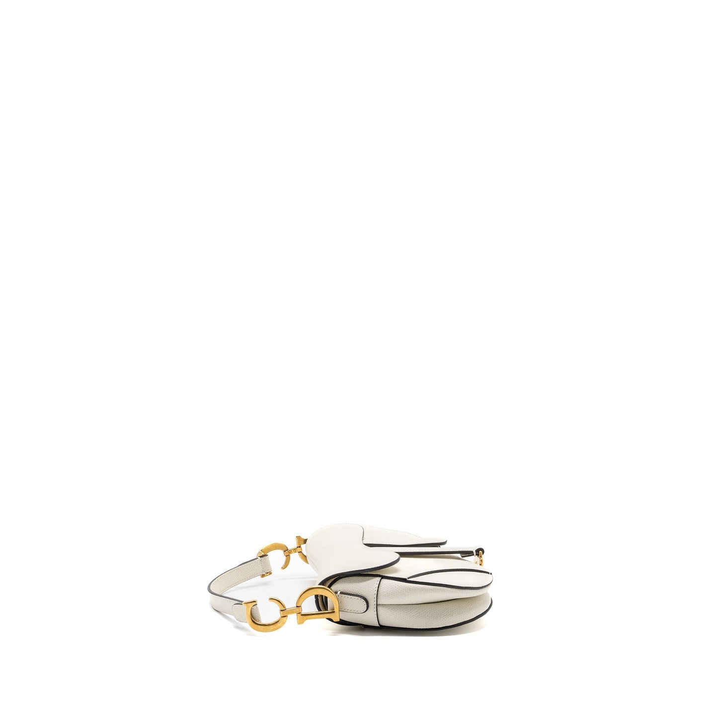 Luxury Dior mini saddle bag grained calfskin white GHW