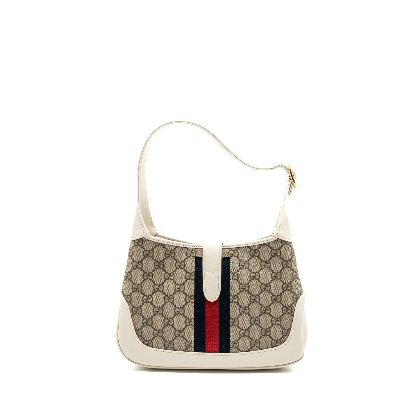 Gucci Jackie 1961 small shoulder bag GG supreme canvas / calfskin white multicolour GHW