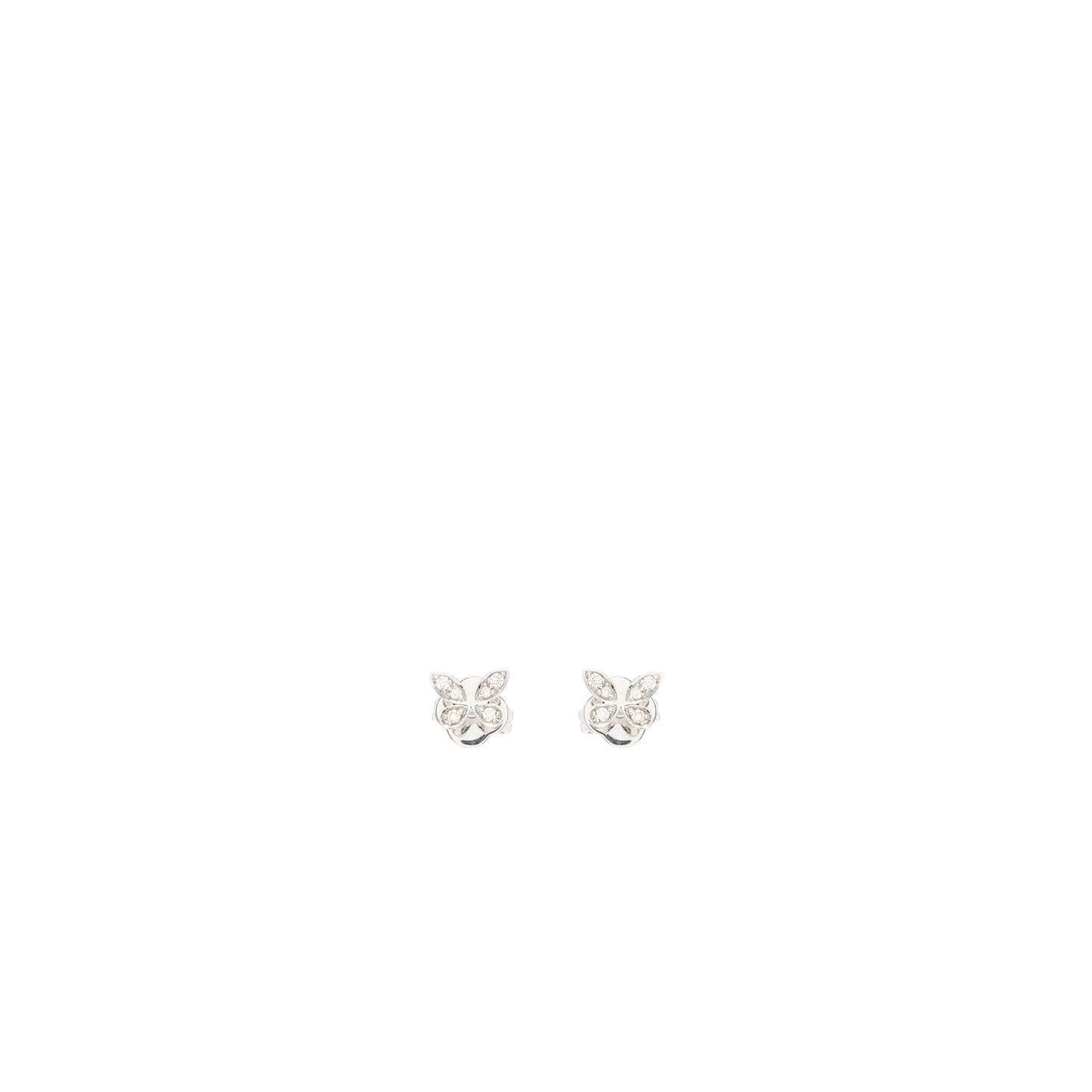 Graff butterfly small stud earrings white gold paved diamonds