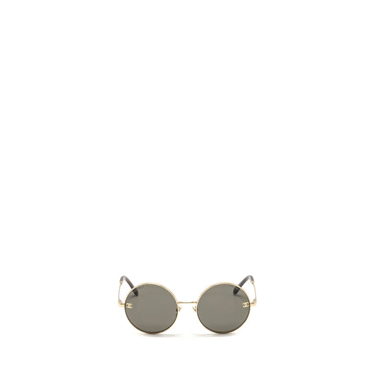 Chanel Round Sunglasses Metal Brown