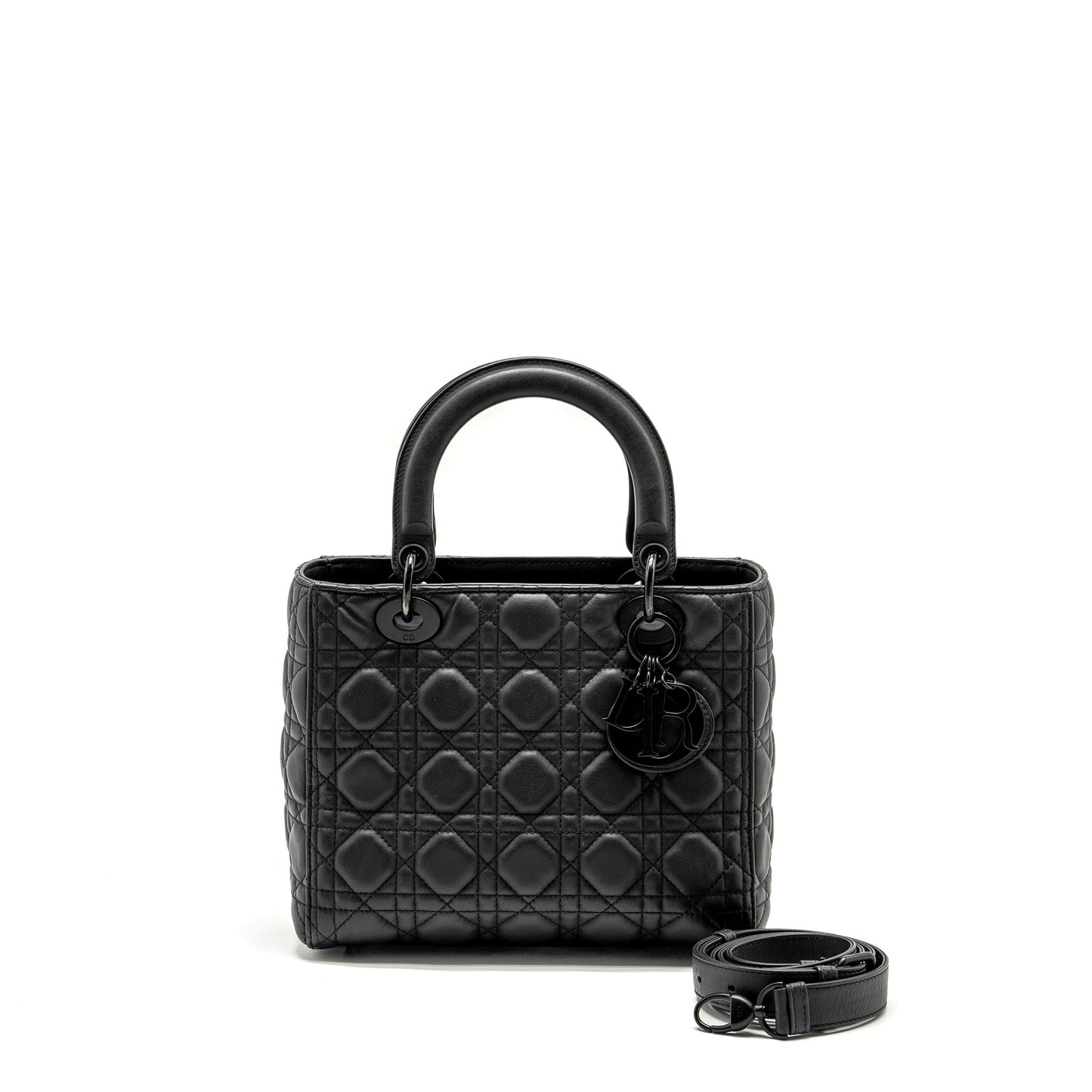Luxury Dior Medium Lady Luxury Dior Ultramatte Cannage Calfskin So Black