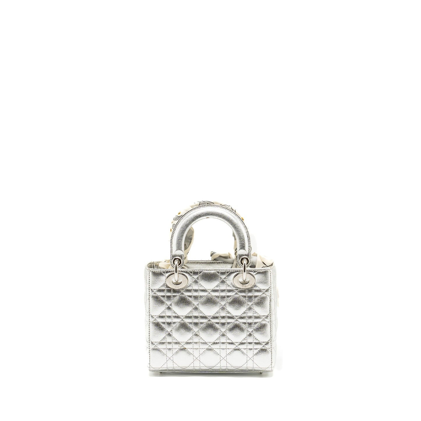 Luxury Dior Small My ABC Lady Luxury Dior Cannage Calfskin Metallic Silver SHW