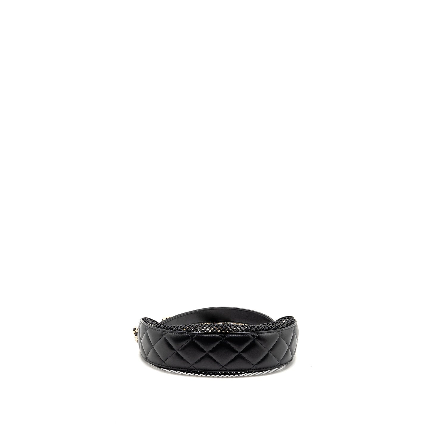 Chanel 25S half moon clutch with chain mesh / lambskin black LGHW (microchip)