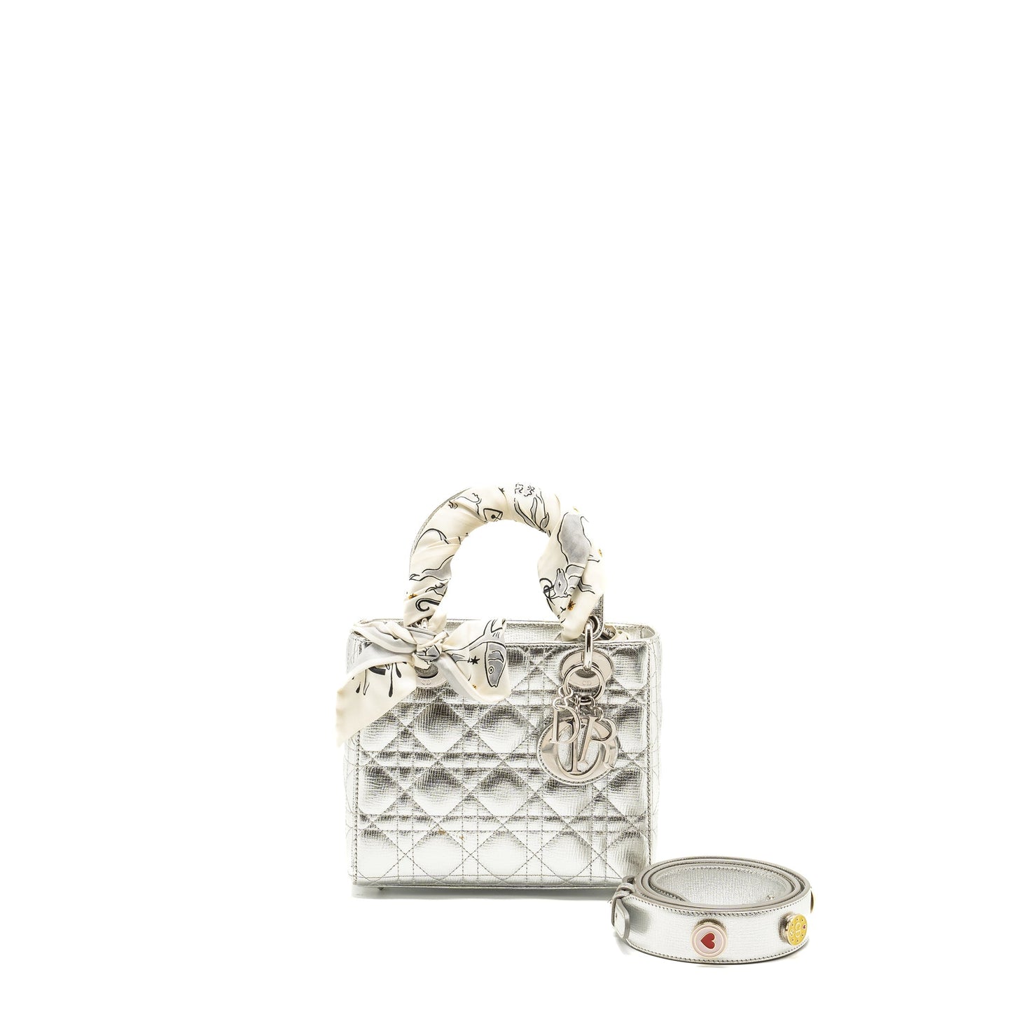 Luxury Dior Small My ABC Lady Luxury Dior Cannage Calfskin Metallic Silver SHW