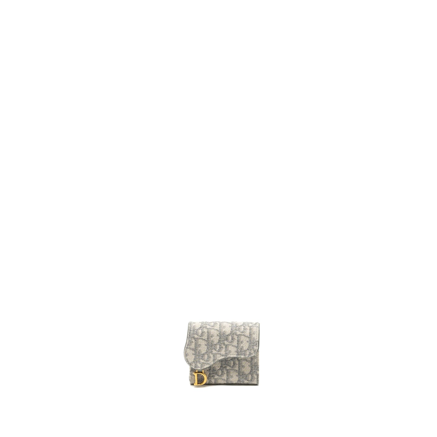 Luxury Dior saddle lotus wallet grey oblique jacquard GHW