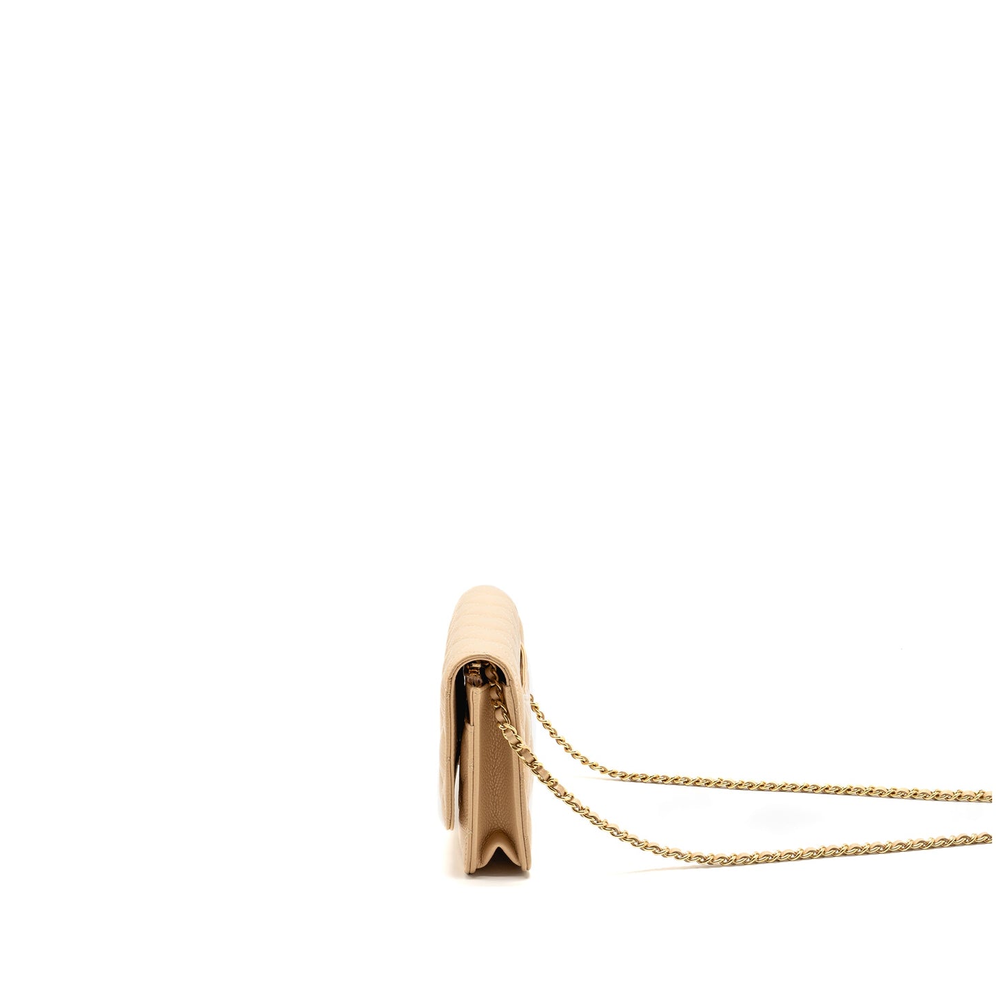 Chanel Classic Wallet On Chain Caviar Beige GHW (microchip)