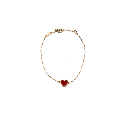 Van Cleef & Arpels Sweet Alhambra Heart Bracelet Carnelian Rose Gold