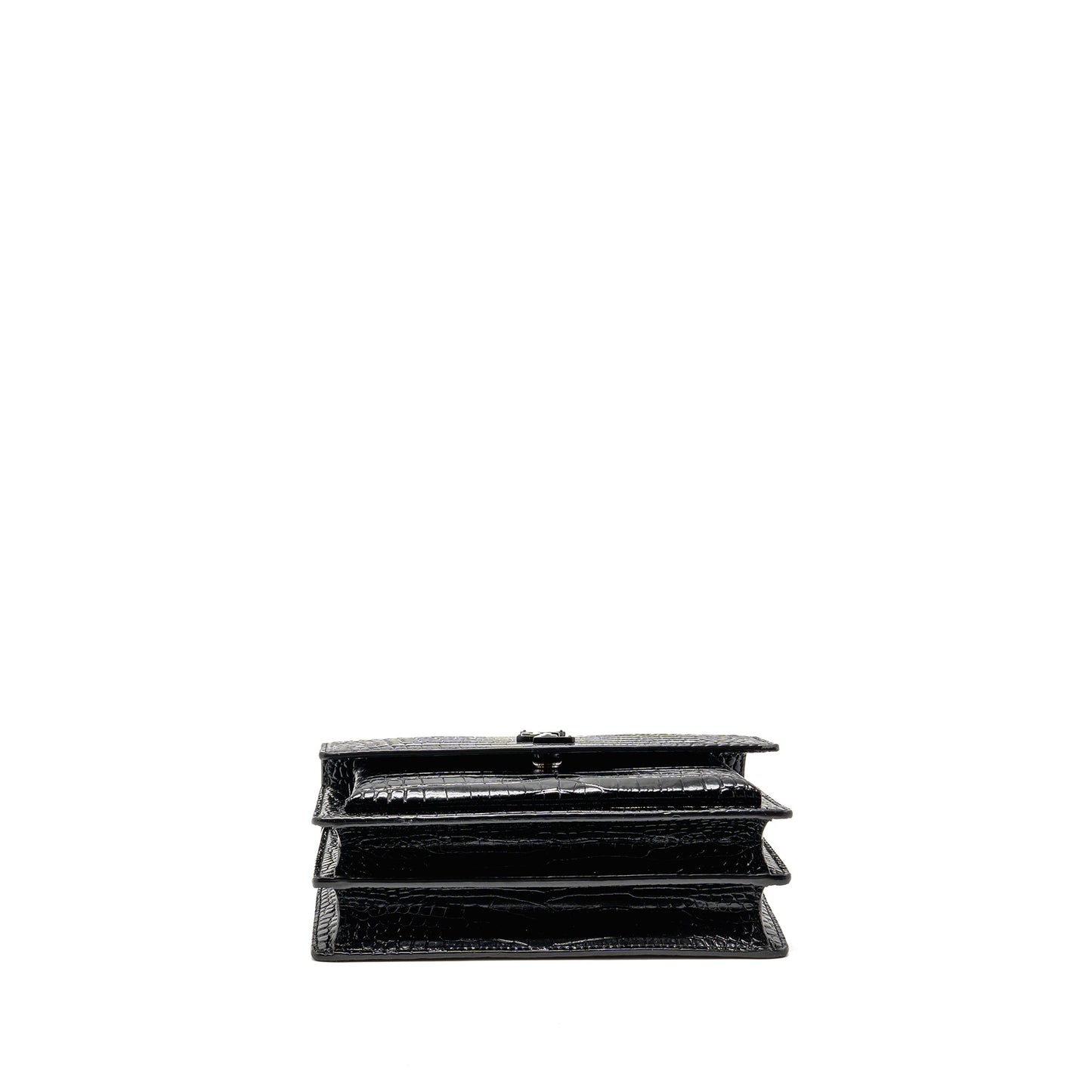 Saint Laurent/YSL Sunset Medium Crocodile-Embossed Calfskin SO Black