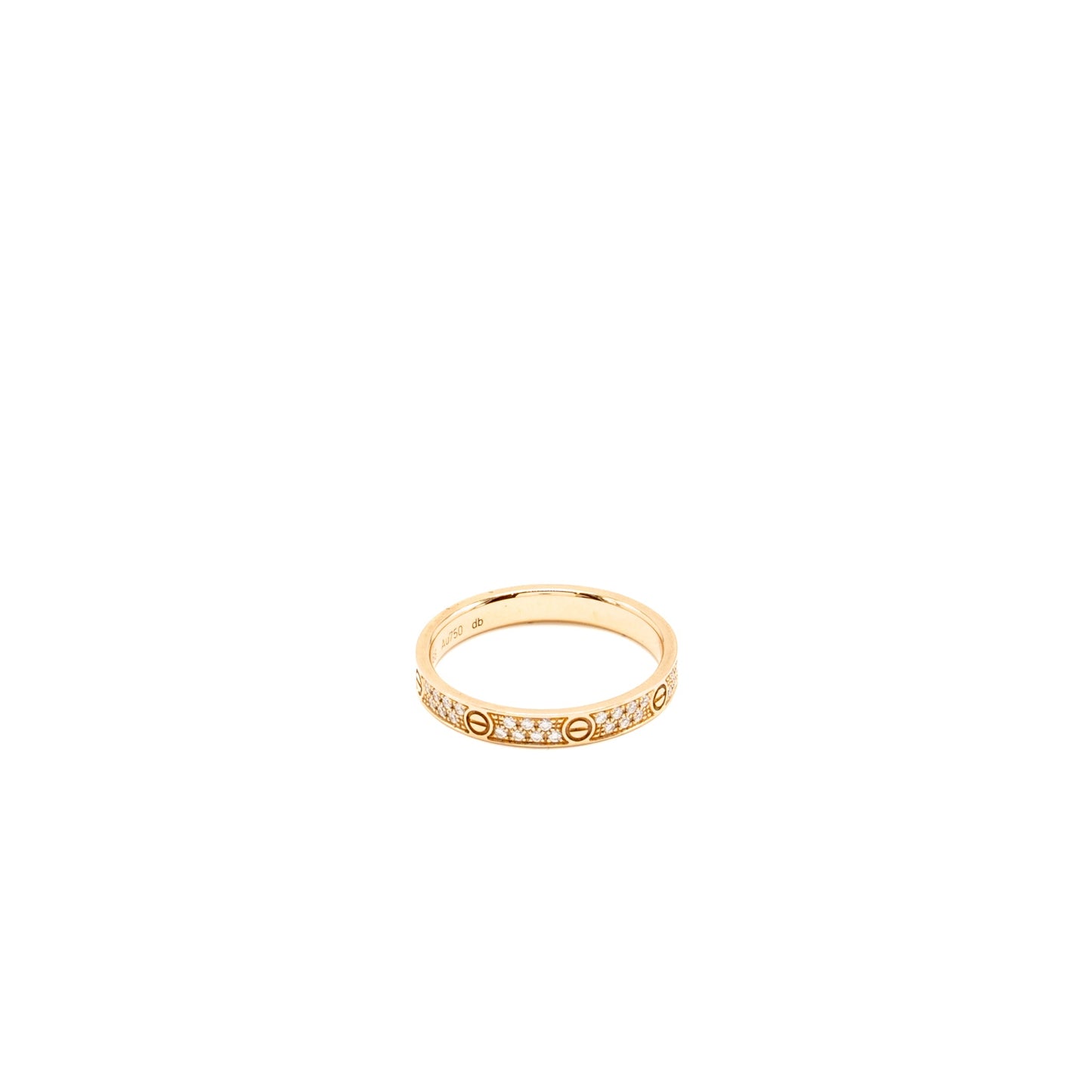 Cartier Size 49 Love Ring, Mini Model Rose Gold, Diamonds